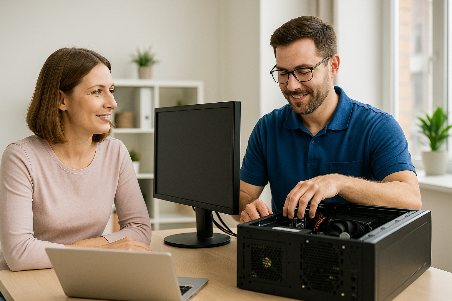 Strathalbyn computer technician assisting client